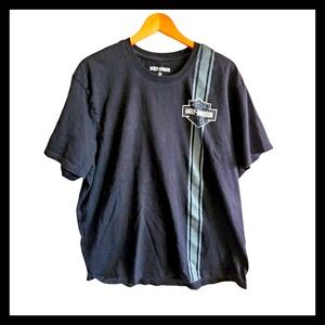 Harley-Davidson Graphic T-Shirt Motorcycle Biker Tee Striped Mens 2XL Plus Logo‎